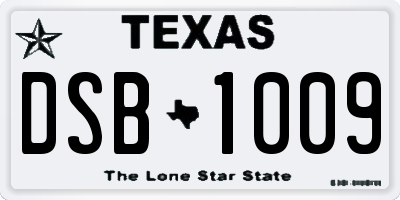TX license plate DSB1009