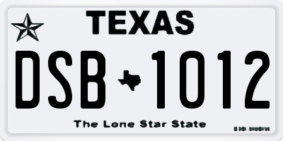 TX license plate DSB1012