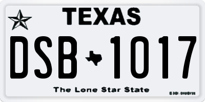 TX license plate DSB1017