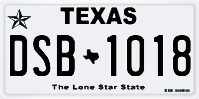 TX license plate DSB1018