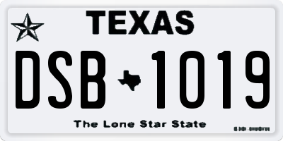 TX license plate DSB1019