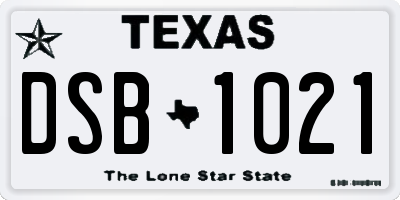 TX license plate DSB1021