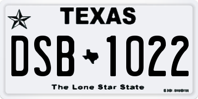 TX license plate DSB1022