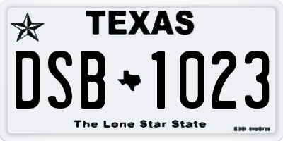 TX license plate DSB1023