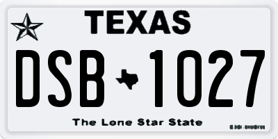 TX license plate DSB1027