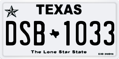 TX license plate DSB1033