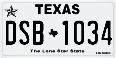 TX license plate DSB1034