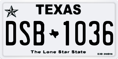 TX license plate DSB1036