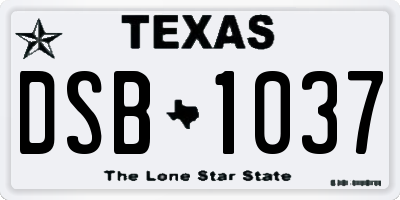 TX license plate DSB1037
