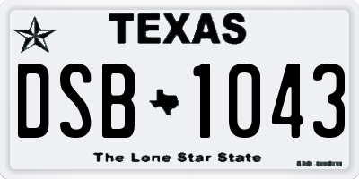 TX license plate DSB1043