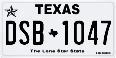 TX license plate DSB1047