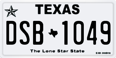 TX license plate DSB1049