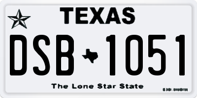 TX license plate DSB1051