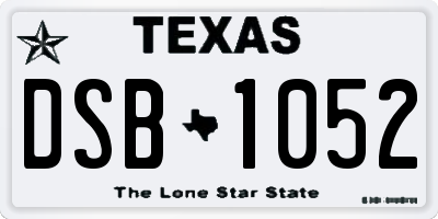 TX license plate DSB1052