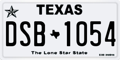TX license plate DSB1054