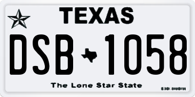 TX license plate DSB1058