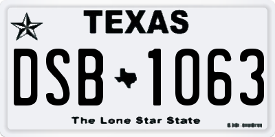 TX license plate DSB1063