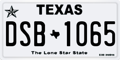 TX license plate DSB1065