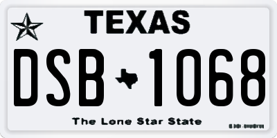 TX license plate DSB1068