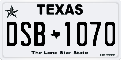 TX license plate DSB1070