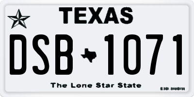 TX license plate DSB1071