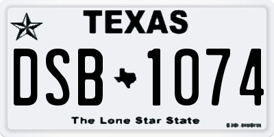 TX license plate DSB1074