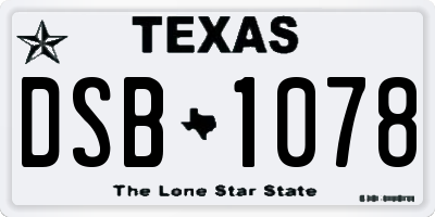 TX license plate DSB1078