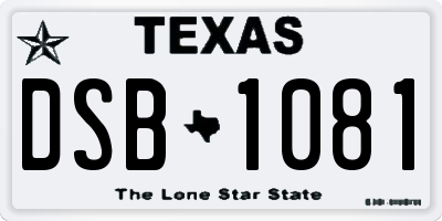 TX license plate DSB1081