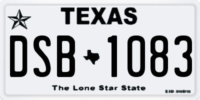 TX license plate DSB1083