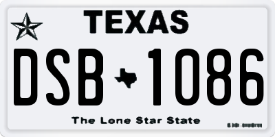 TX license plate DSB1086