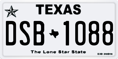 TX license plate DSB1088