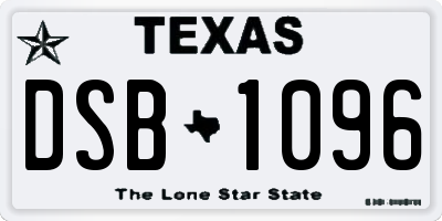 TX license plate DSB1096