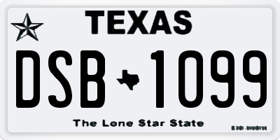 TX license plate DSB1099