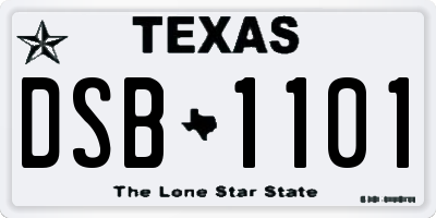 TX license plate DSB1101