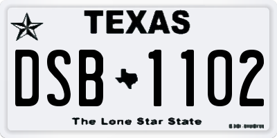 TX license plate DSB1102