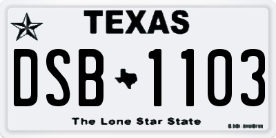 TX license plate DSB1103