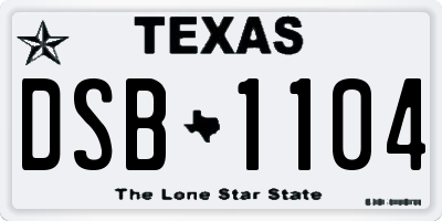 TX license plate DSB1104