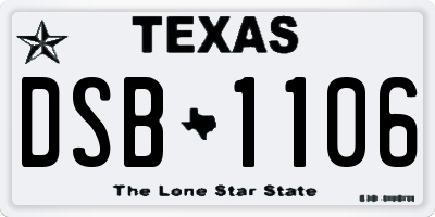TX license plate DSB1106
