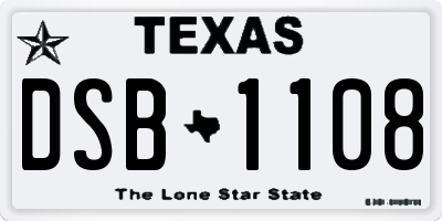 TX license plate DSB1108
