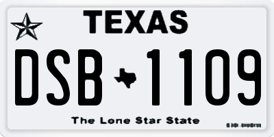 TX license plate DSB1109