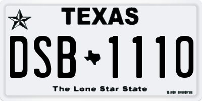 TX license plate DSB1110