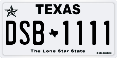 TX license plate DSB1111