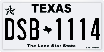 TX license plate DSB1114