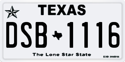 TX license plate DSB1116