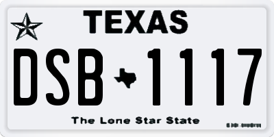 TX license plate DSB1117
