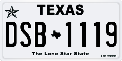 TX license plate DSB1119