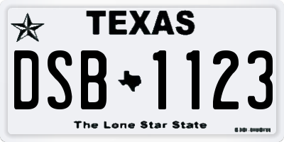 TX license plate DSB1123