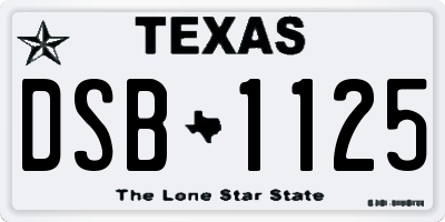 TX license plate DSB1125