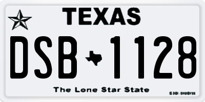 TX license plate DSB1128