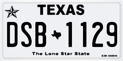 TX license plate DSB1129